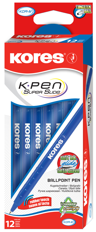 Kores Einweg-Kugelschreiber K-Pen Super Slide K0, schwarz von Kores
