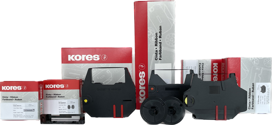 Kores Farbband, Gruppe 51, Canon/OLYMPIA, Seide, schwarz/rot von Kores