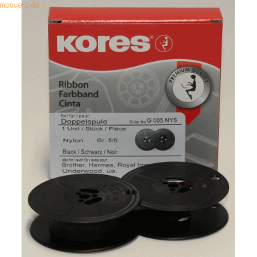 Kores Farbband für Brother/Hermes 13mm/10m Nylon schwarz von Kores