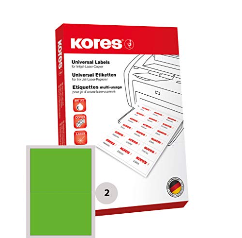 Kores Farbige Universal-Etiketten, 210 x 148.5 mm, 100 Blatt, grün von Kores
