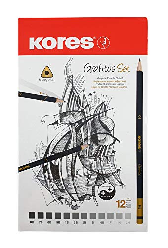 Kores Grafitos Art-Set mit 12 Bleistiften in unterschiedlichen Härtegraden, in Metallbox von Kores