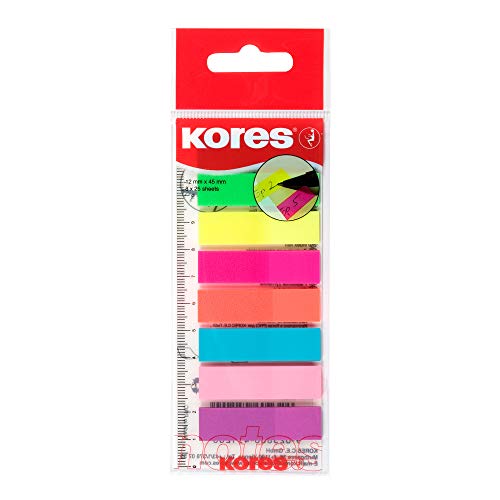 Kores - Haftende Register-Indexstreifen auf Lineal, Selbstklebende Seitenmarkierer und Dokumentkennzeichnung, Schul- und Bürobedarf, 12 x 45 mm, Set aus 8 Sortierten Farben zu je 25 Blättern Kores - Haftende Register-Indexstreifen auf Lineal, Selbstklebende Seitenmarkierer und Dokumentkennzeichnung, Schul- und Bürobedarf, 12 x 45 mm, Set aus 8 Sortierten Farben zu je 25 Blättern von Kores