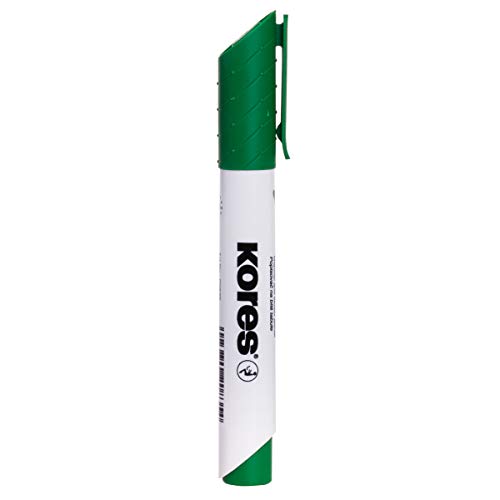 Kores - K-Marker XW1: Grüne Whiteboard Marker mit Rundspitze, trocken abwischbar und nahezu geruchslose Tinte, Schul- und Bürobedarf, 12 Stück Packung von Kores