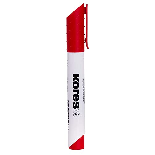 Kores - K-Marker XW1: Rote Whiteboard Marker mit Rundspitze, trocken abwischbar und nahezu geruchslose Tinte, Schul- und Bürobedarf, 12 Stück Packung von Kores