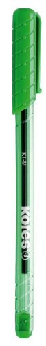 Kores - K1: Grüner Kugelschreiber, 1 mm Medium Point Biro mit wischfester Tinte für flüssiges Schreiben, dreieckige ergonomische Form, Schul- und Bürobedarf, 12er-Pack von Kores