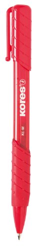 Kores - K6: Rote Druckkugelschreiber, 1 mm Medium Point Biro mit wischfester Tinte für flüssiges Schreiben, weicher Griff, Schul- und Bürobedarf, 12er-Pack von Kores