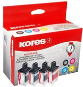 Kores Multi-Pack Tinte X254KIT XL ersetzt brother LC-3213 Inhalt: 1x schwarz (11 ml), je 1x cyan, magenta, gelb - 1 Stück (X254KITXL) von Kores