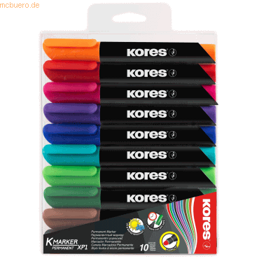Kores Permanentmarker XP1 3mm Rundspitze Set mit 10 Farben Kores Permanentmarker XP1 3mm Rundspitze Set mit 10 Farben von Kores