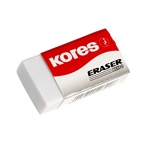 Kores Radierer KE-30 mit Papierschlaufe, 40 x 21 x 10 mm, weiß von Kores