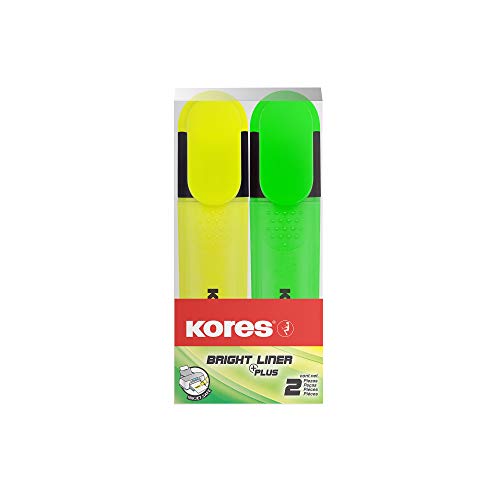 Kores TM36121 Textmarker 2er Set Bright Liner, gelb/grün von Kores
