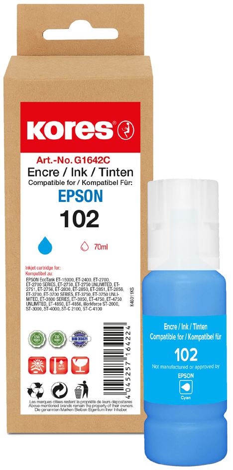 Kores Tintenflasche G1644M ersetzt EPSON 106, magenta von Kores