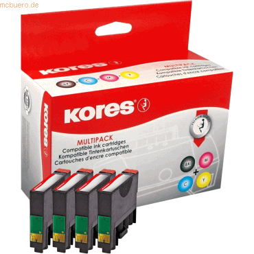 Kores Tintenpatrone kompatibel mit Epson T1291, 92, 93, 94 schwarz/cya von Kores