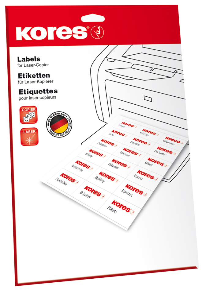 Kores Universal-Etiketten, 105 x 148 mm, weiß, 25 Blatt von Kores