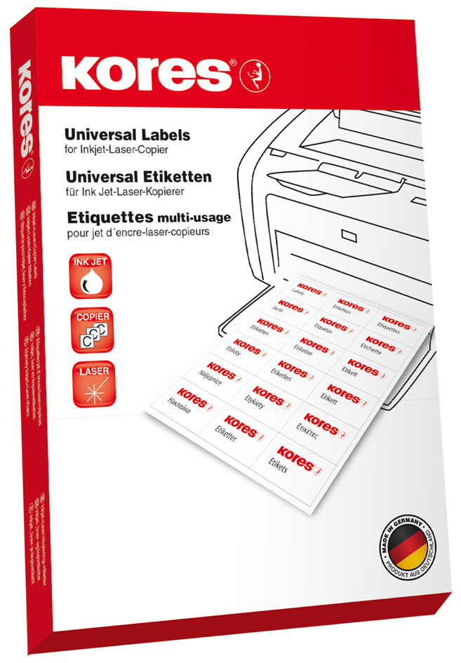 Kores Universal-Etiketten, 105 x 74 mm, ohne Rand, grün von Kores