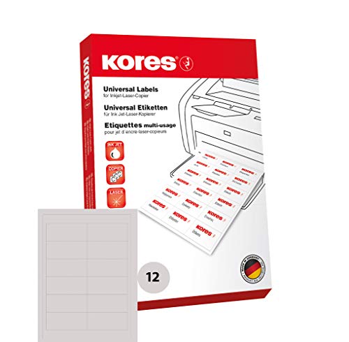 Kores - Universal-Selbstklebeetiketten rechteckig, 100 Blatt Format Weiß mit Etiketten 97 x 42,3 mm von Kores