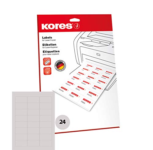 Kores - Universelle selbstklebende rechteckige Etiketten, 35 Blatt Format Weiß mit Etiketten 63,5 x 33,9 mm von Kores