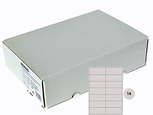 Kores - Universelle selbstklebende rechteckige Etiketten, 500 Blatt Format Weiß mit Etiketten 105 x 42,3 mm von Kores