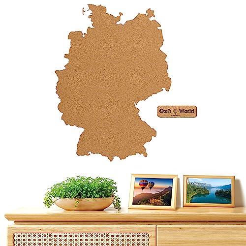 Deutschland als Pinnwand aus Kork XXL 70x50 cm | Umrisse Deutschland zum Pinnen und als Wanddeko | Tolle CORKWORLD | Detailgenau & Hochwertig | Für Weltenbummler & Vielreisende von Kork-Deko