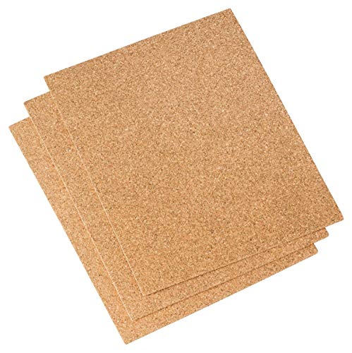 Korkpad 3 Stück | 3er Pack Kork-Pads | 250 x 200 mm | 3 mm dick | für den Modellbau | als Mini Pinnwand | Kork zum Ausschneiden & Basteln | stoßdämpfend & vibrationsarm (Nicht selbstklebend) von Kork-Deko