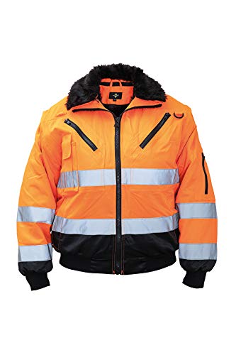 Korntex Hi-Vis Pilotenjacke Arbeitsjacke Wasserdicht Winddicht Orange - L von Korntex