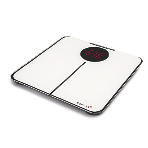 Korona 75757 Personenwaage SABRINA mit XXL-Display mit roter Beleuchtung | Modernes Design | 34 mm Ziffernhöhe | Tragkraft 180 kg, Einteilung 100 g | Inkl. Batterien von Korona