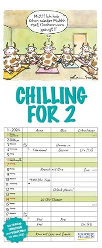 Chilling for 2 - Familienplaner 2024 für 2 Personen - Korsch-Verlag - Kalender mit 3 Spalten zum Eintragen - 19 cm x 46 cm von Korsch Verlag