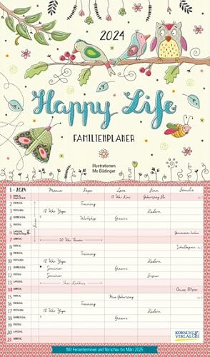 Familienplaner Happy Life - Familienplaner 2024 für 5 Personen - Korsch-Verlag - Kalender mit 5 Spalten zum Eintragen - 27 cm x 46 cm von Korsch Verlag