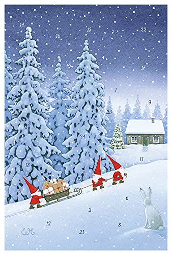 Korsch Adventskalenderkarte God Jul Tomte Teamwork Nr.22129-12472 von Korsch-Verlag