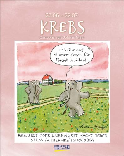 Sternzeichenkalender Krebs 2025-Cartoonkalender als Wandkalender im Format 19 x 24 cm. von Korsch Verlag
