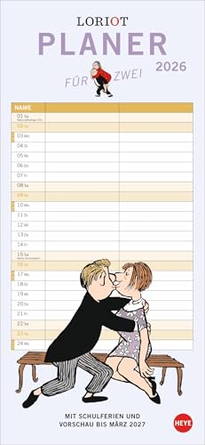 Loriot Planer für zwei - Kalender 2026 - Heye-Verlag - Familienkalender mit 2 Spalten - 16 cm x 34,7 cm - Paarplaner Loriot Planer für zwei - Kalender 2026 - Heye-Verlag - Familienkalender mit 2 Spalten - 16 cm x 34,7 cm - Paarplaner von Korsch Verlag