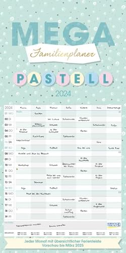 Mega Familienplaner Pastell - Familienplaner 2024 für 7 Personen - Korsch-Verlag - Kalender mit 7 Spalten zum Eintragen - 30 cm x 60 cm von Korsch Verlag