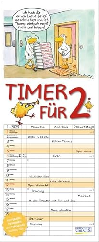 Timer für 2 - Familienplaner 2025 für 2 Personen - Korsch-Verlag - Kalender mit 3 Spalten zum Eintragen - 19 cm x 46 cm von Korsch Verlag