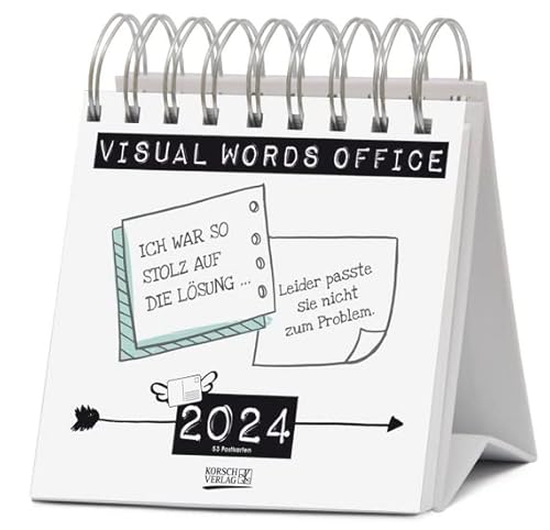 Visual Words Office - Postkartenkalender 2024 - Wochenkalender - Korsch-Verlag - 53 Postkarten mit einzigartigen Sprüchen - 17 cm x 16 cm von Korsch Verlag