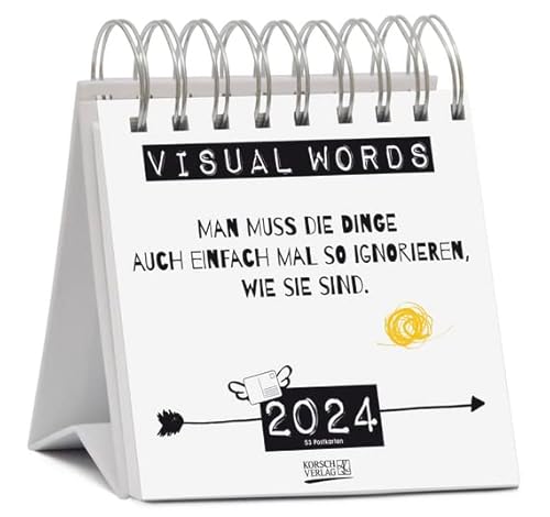 Visual Words - Postkartenkalender 2024 - Wochenkalender - Korsch-Verlag - 53 Postkarten mit einzigartigen Sprüchen - 17 cm x 16 cm von Korsch Verlag