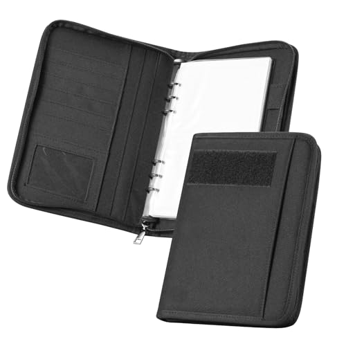Kosibate Taktisches Notizbuch, Padfolio, Ringbuch mit 80 Blatt, taktischer Ordner mit Reißverschluss für Ordner, Karten, nachfüllbar, 6-Ring-Notizblock, Armee-Militär, wasserdicht, Notizbuchhülle von Kosibate