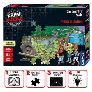 KOSMOS Krimi-Puzzle: Die drei ??? Kids - T-Rex in Action Geschicklichkeitsspiel von Kosmos