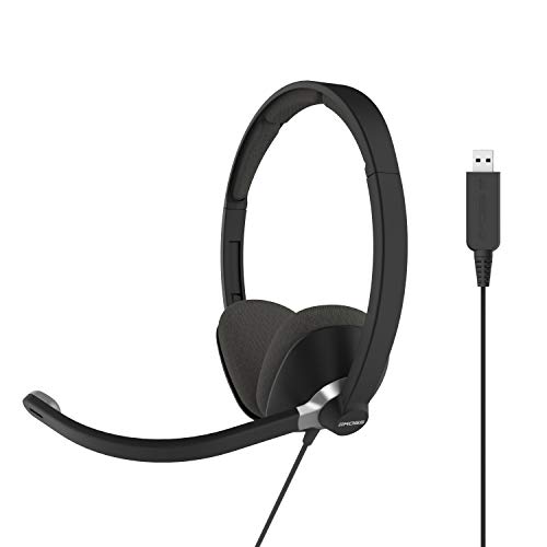 Koss CS300-USB Doppelseitiges On-Ear-Kommunikations-Headset, Geräuschunterdrückung, Elektret-Mikrofon, Flexibler Mikrofonarm, kabelgebunden mit USB-Stecker, Schwarz von Koss