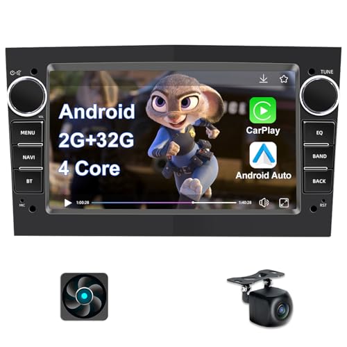 Kovanda 7" Android Autoradio mit GPS Für Opel Astra H Corsa D Corsa C Vectra Zafira Meriva Bluetooth WiFi CarPlay Android Auto Lenkradsteuerung DSP NAVI 4-Kern 2+32GB (Schwarz) von Kovanda