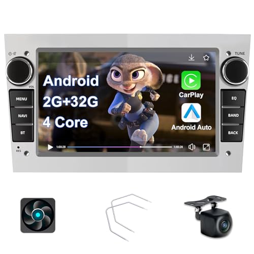 Kovanda 7" Android Autoradio mit GPS Für Opel Astra H Corsa D Corsa C Vectra Zafira Meriva Bluetooth WiFi CarPlay Android Auto Lenkradsteuerung DSP NAVI 4-Kern 2+32GB (Silber) von Kovanda