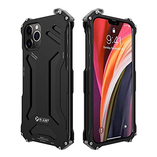 Kowauri Gundam Metall-Schutzhülle für iPhone 12 Pro Max, Aluminium, stoßfest, Rahmen aus doppeltem Oxidationsaluminium, für iPhone 12 Pro Max 6,7 Zoll 2020 (17 cm, schwarz) von Kowauri