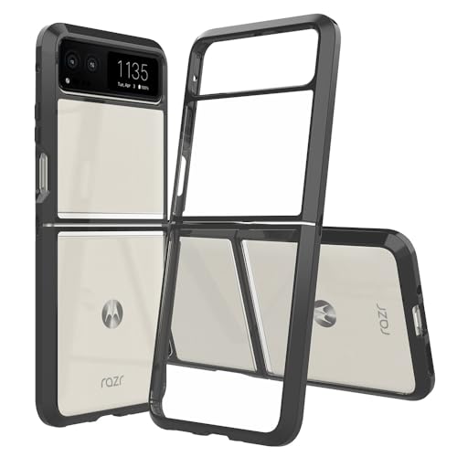 Kowauri Hülle für Motorola Razr (2023), Moto Razr 2023 Crystal Clear Hard PC Back Clear Slim TPU Bumper Shockproof Protective Cover Case for Motorola Moto Razr 2023 (Black) von Kowauri