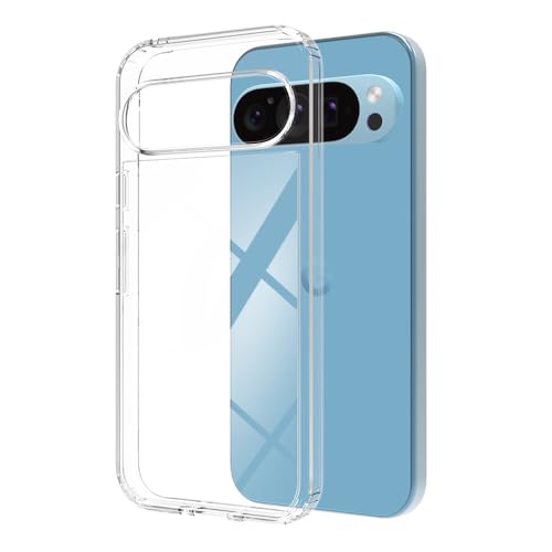 Kowauri Schutzhülle für Google Pixel 9/Google Pixel 9 Pro, kristallklare harte Rückseite aus Polycarbonat, transparent, schlank, TPU-Stoßdämpfer, stoßfeste Schutzhülle für Google Pixel 9/9 Pro von Kowauri