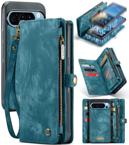 Kowauri Schutzhülle für Google Pixel 9 Pro XL, mit Reißverschluss, Ledergeldbörse mit Kartenhalter, Handschlaufe, abnehmbar, magnetisch, stoßfest, Schutzhülle für Google Pixel 9 Pro XL, Blau Kowauri Schutzhülle für Google Pixel 9 Pro XL, mit Reißverschluss, Ledergeldbörse mit Kartenhalter, Handschlaufe, abnehmbar, magnetisch, stoßfest, Schutzhülle für Google Pixel 9 Pro XL, Blau von Kowauri