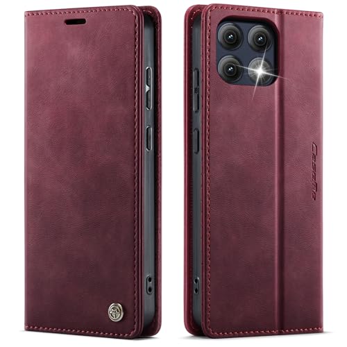 Kowauri Schutzhülle für Moto Edge 2025, Leder, Brieftaschenformat, klassisches Design, mit Kartenfach und Magnetverschluss, Klapphülle für Motorola Moto Edge 2025, Rot Kowauri Schutzhülle für Moto Edge 2025, Leder, Brieftaschenformat, klassisches Design, mit Kartenfach und Magnetverschluss, Klapphülle für Motorola Moto Edge 2025, Rot von Kowauri