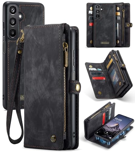 Kowauri Schutzhülle für Samsung Galaxy A16 5G, Reißverschluss, Leder, Brieftasche, mit Kartenhalter, Handschlaufe, abnehmbar, magnetisch, stoßfest, Schutzhülle für Samsung Galaxy A16 5G, Schwarz Kowauri Schutzhülle für Samsung Galaxy A16 5G, Reißverschluss, Leder, Brieftasche, mit Kartenhalter, Handschlaufe, abnehmbar, magnetisch, stoßfest, Schutzhülle für Samsung Galaxy A16 5G, Schwarz von Kowauri