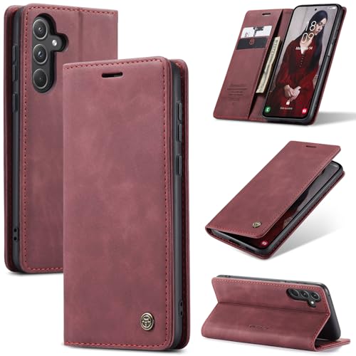 Kowauri Schutzhülle für Samsung Galaxy A16 5G, klassisches Design, Leder, Brieftasche, Magnetverschluss, Klapphülle mit Ständer, Kartenhalter, stoßfest, Schutzhülle für Samsung Galaxy A16 5G, Rot Kowauri Schutzhülle für Samsung Galaxy A16 5G, klassisches Design, Leder, Brieftasche, Magnetverschluss, Klapphülle mit Ständer, Kartenhalter, stoßfest, Schutzhülle für Samsung Galaxy A16 5G, Rot von Kowauri