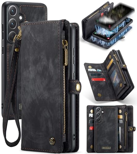 Kowauri Schutzhülle für Samsung Galaxy A35 5G, mit Reißverschluss, Leder, Brieftasche, mit Kartenhalter, Handschlaufe, abnehmbar, magnetisch, stoßfest, Schutzhülle für Samsung Galaxy A35 5G, Schwarz Kowauri Schutzhülle für Samsung Galaxy A35 5G, mit Reißverschluss, Leder, Brieftasche, mit Kartenhalter, Handschlaufe, abnehmbar, magnetisch, stoßfest, Schutzhülle für Samsung Galaxy A35 5G, Schwarz von Kowauri
