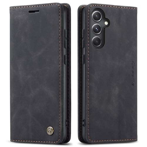 Kowauri Schutzhülle für Samsung Galaxy S23 FE, Leder, Brieftaschen-Design, klassisches Design mit Kartenfach und Magnetverschluss, Klapphülle für Samsung Galaxy S23 FE 5G 2023 (schwarz) von Kowauri