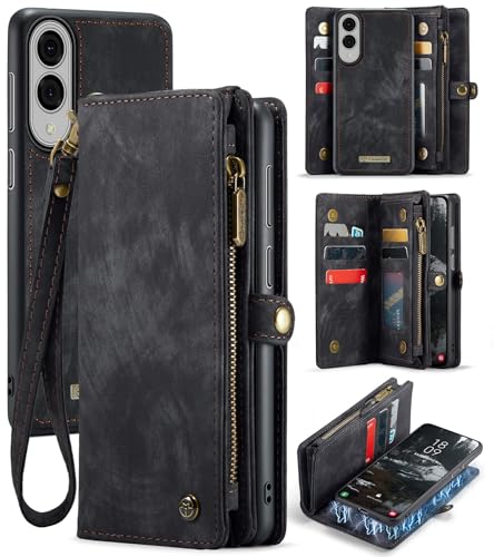 Kowauri Schutzhülle für Samsung Galaxy S25 Edge, Reißverschluss, Leder, Brieftasche, mit Kartenhalter, Handschlaufe, abnehmbar, magnetisch, stoßfest, Schutzhülle für Galaxy S25 Edge, Schwarz Kowauri Schutzhülle für Samsung Galaxy S25 Edge, Reißverschluss, Leder, Brieftasche, mit Kartenhalter, Handschlaufe, abnehmbar, magnetisch, stoßfest, Schutzhülle für Galaxy S25 Edge, Schwarz von Kowauri