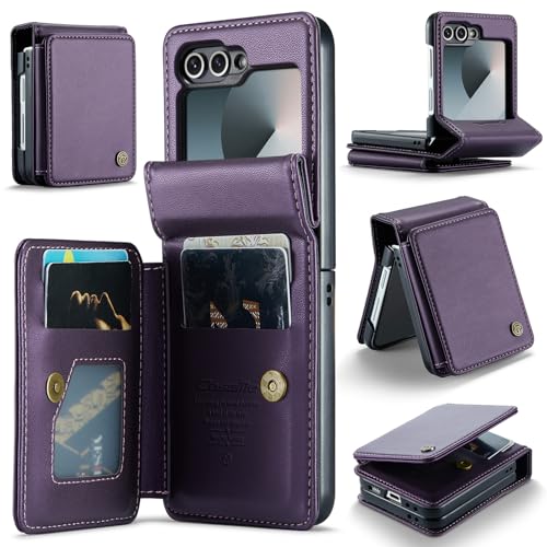 Kowauri Schutzhülle für Samsung Galaxy Z Flip 6, PU-Leder Brieftaschen-Schutzhülle mit RFID-Blockierung, Magnetverschluss, stoßfest für Samsung Galaxy Z Flip 6 (2024), Violett von Kowauri